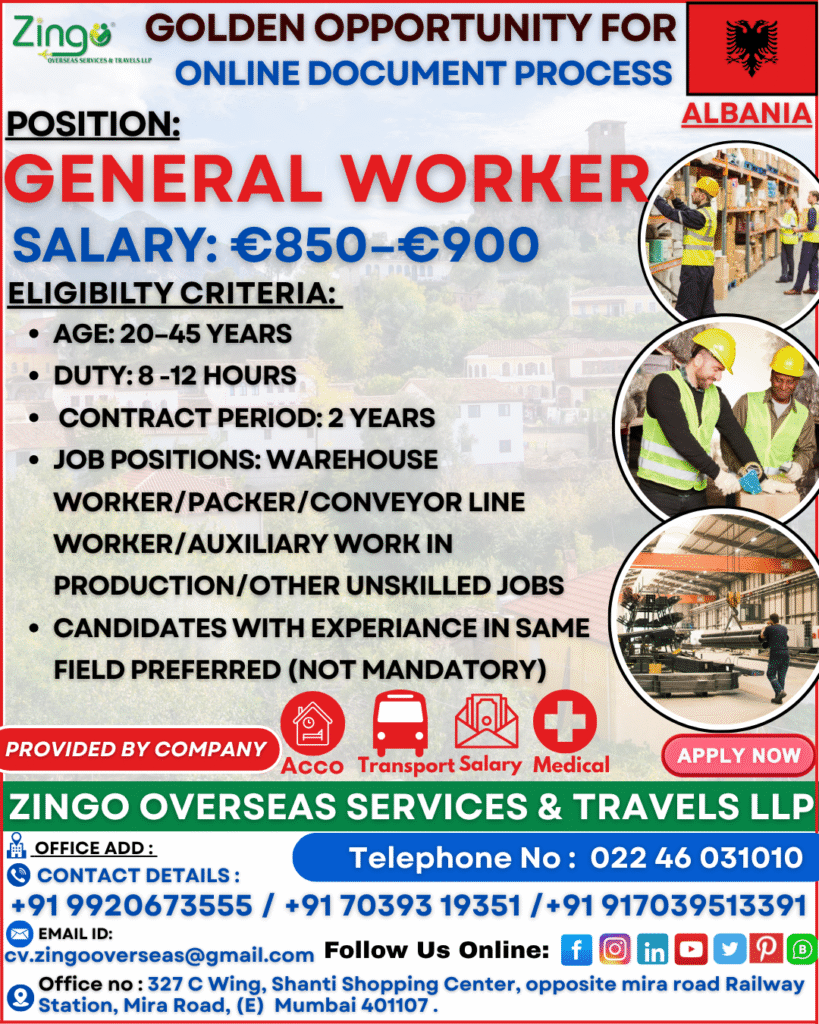 JOB VACANCY FOR ALBANIA