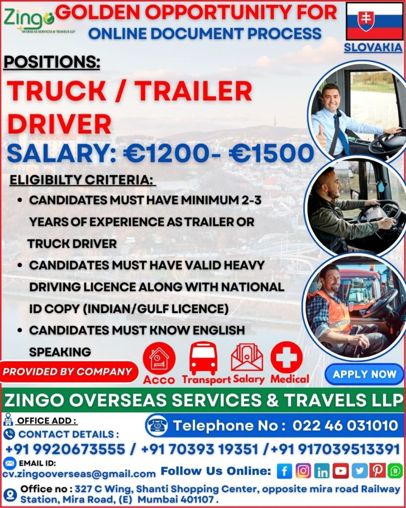 JOB VACANCY FOR SLOVAKIA