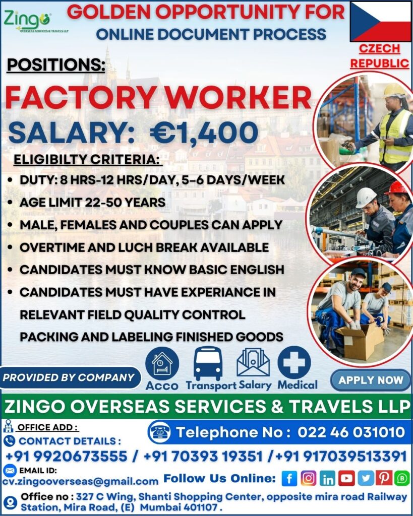 JOB VACANCY FOR CZECK REPUBLIC