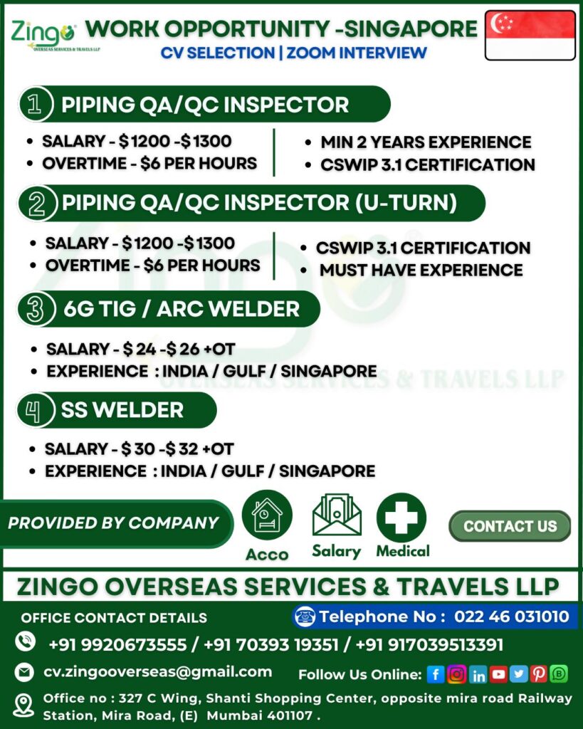 JOB VACANCY FOR SINGAPORE