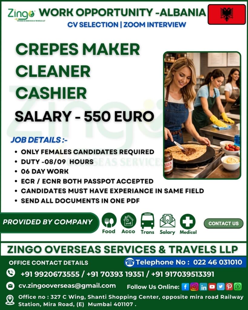 JOB VACANCY FOR ALBANIA
